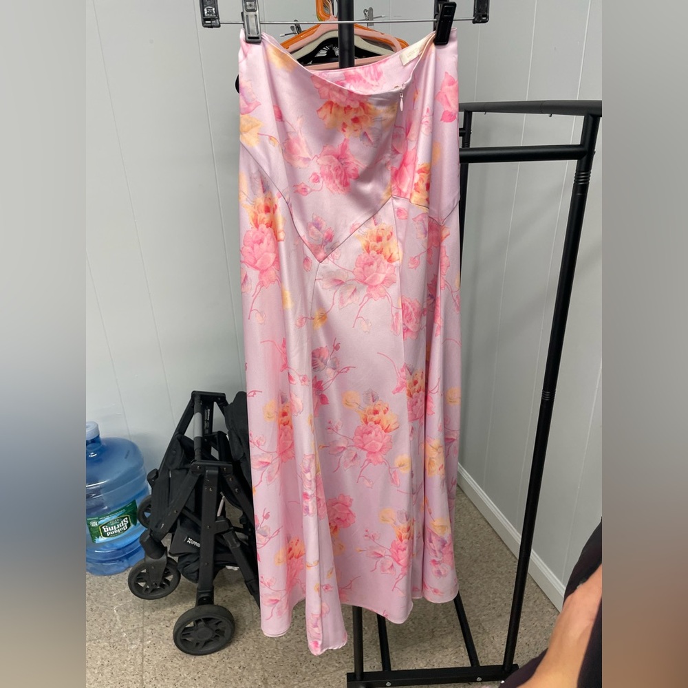 Love shack fancy Pink and Peach Floral Skirt size 0